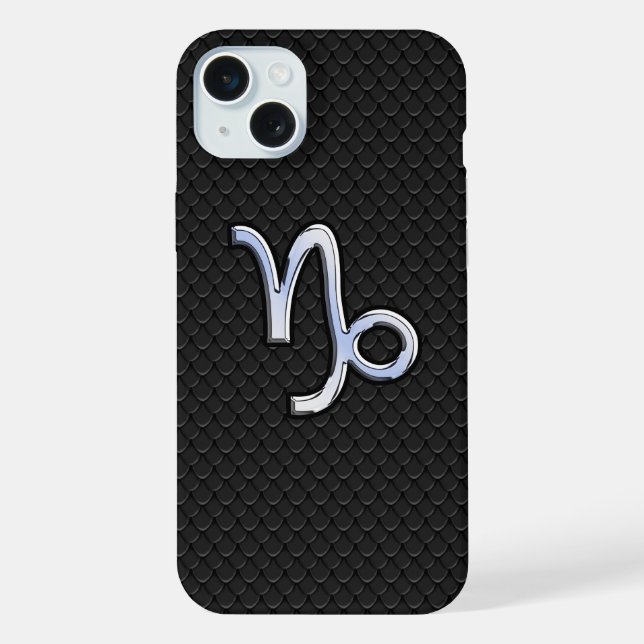 Coque iPhone Signe du Capricorne de style chrome sur décoration (Verso)