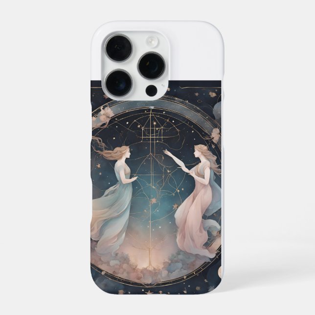 Coque iPhone Signe du zodiaque Gémeaux céleste (Verso)