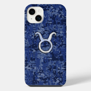 Signe du zodiaque Taureau sur camouflage bleu mari