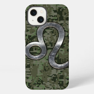 Etui iPhone 13 Signe zodiacal du Lion moderne sur camouflage numé