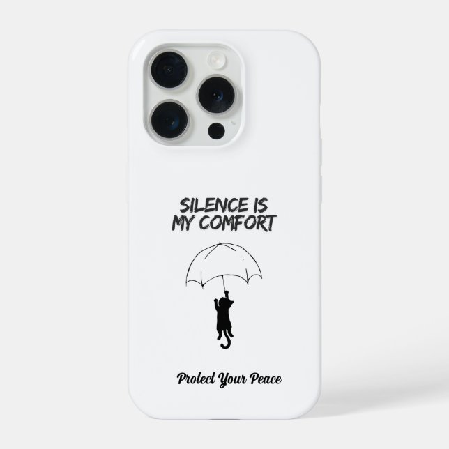 Coque iPhone Silence est mon réconfort – Citation modifiable Ch (Verso)