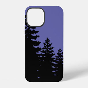 Coque iPhone 12 Silhouette d'arbre pin minimaliste Cas