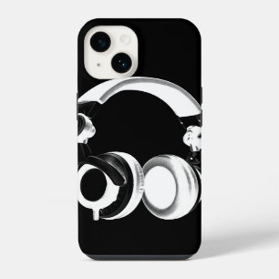 Coque Pour iPhone 14 Silhouette de casque noir et blanc