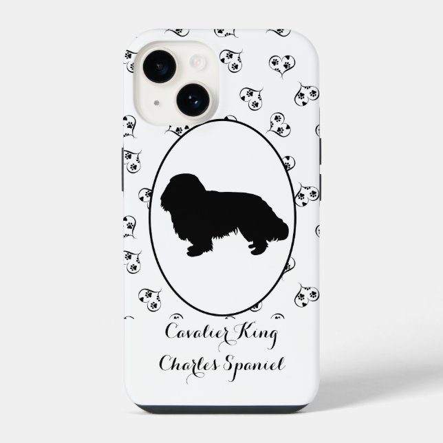 Coque iPhone Silhouette de Cavalier King Charles Spaniel (Verso)