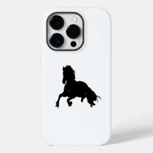 Coque Pour iPhone 14 Plus Silhouette de cheval au galop noir et blanc