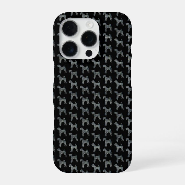 Coque iPhone Silhouette de chien Airedale Terrier Grille jaune  (Verso)