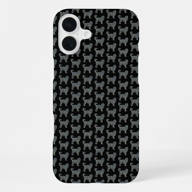 Coque iPhone Silhouette de Cockapoo Grille Jaune et Noire (Verso)