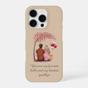 Coque iPhone 16 Pro Silhouette de couple romantique Citation "Favorite