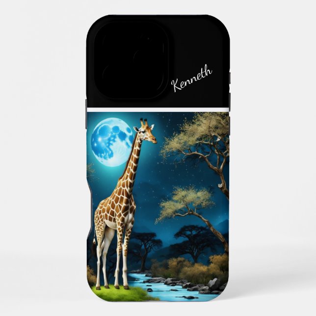 Coque iPhone Silhouette de girafe sur la rivière (Verso)