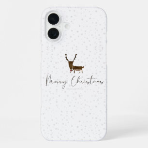 Coque iPhone 16 Plus Silhouette de renne en ligne artistique de Slipper