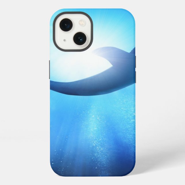 Coque iPhone Silhouette de requin d'océan profond (Verso)