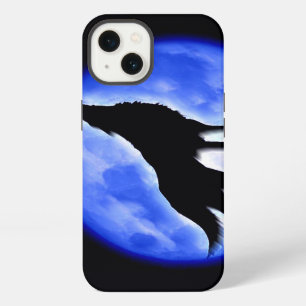 Etui iPhone 13 Silhouette d'un loup hurlant à la lune dans une nu