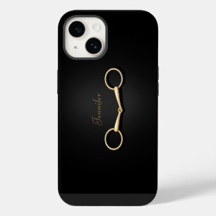 Coque Pour iPhone 14 Silhouette Or Un Peu Élégant Equestre Personnalisé