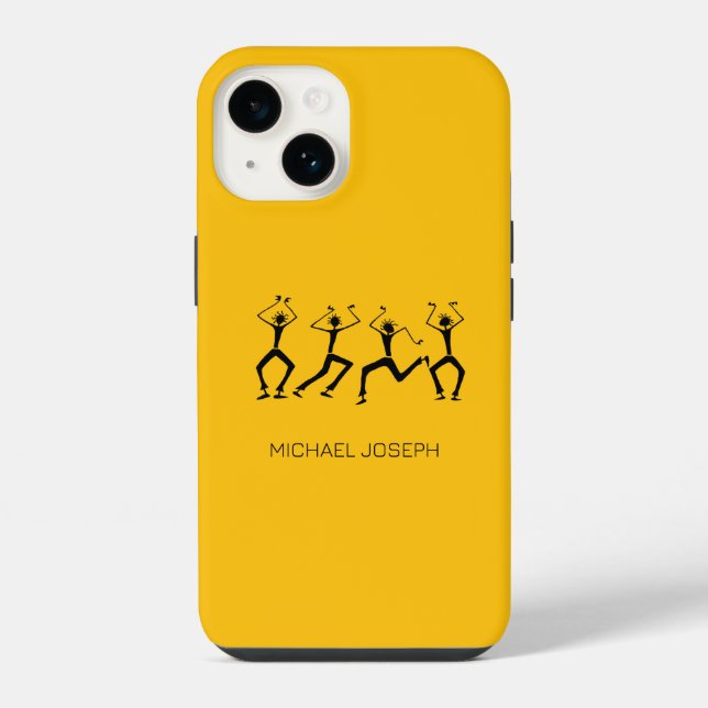 Coque iPhone Silhouette orange chaud de danseurs de fête (Verso)