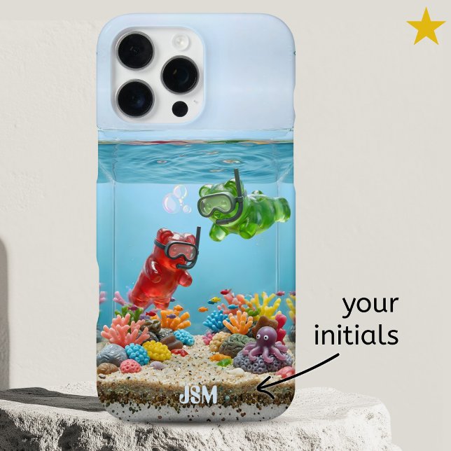 Coque iPhone Silly Swimming Gummy Bears Custom Name  (Créateur téléchargé)