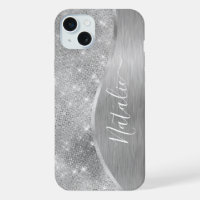 Silver Glitter Glam Bling Personalized