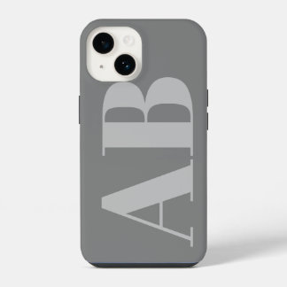 Coque Pour iPhone 14 Silver Gris moderne initial minimaliste contempora