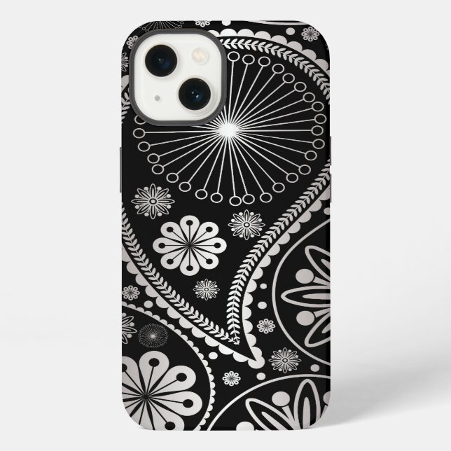 Coque iPhone Silver paisley (Verso)