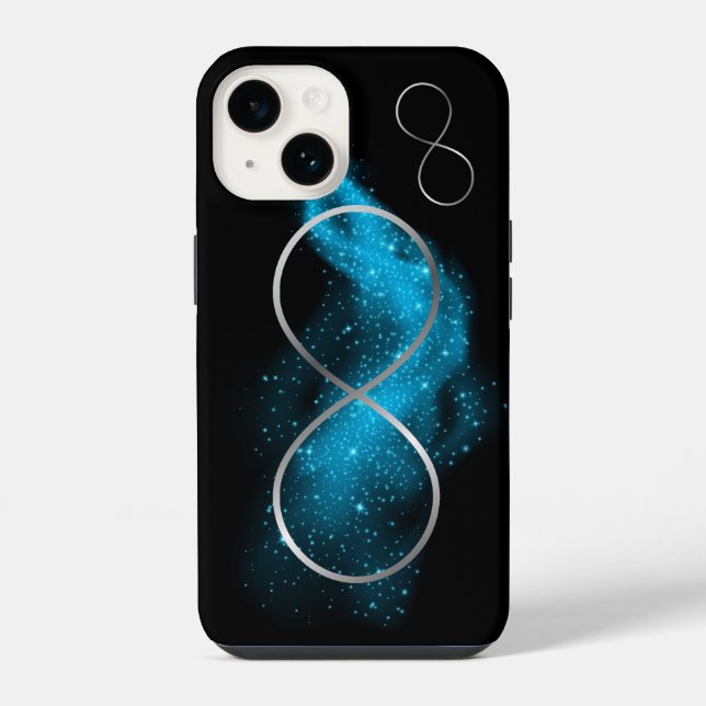 Coque iPhone Silver & Turquoise Minimal | (Verso)