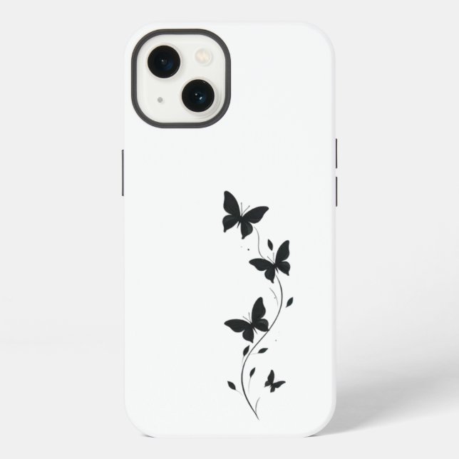 Coque iPhone Simple black butterflies (Verso)