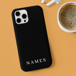 Coque iPhone 11Pro Simple Black Custom Ajouter Votre Nom Élégant