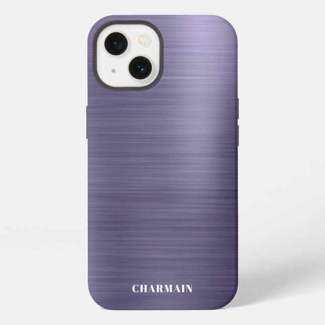 Coque iPhone Simple Brossé Métal Minuit (Verso)
