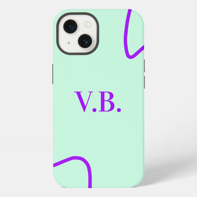 Coque iPhone Simple couleur unie ajouter nom texte monogramme  (Verso)