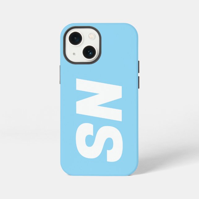 Coque iPhone Simple Design moderne Nom Lumière minimale Bleu (Verso)