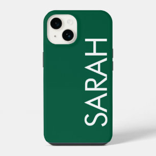 Coque Pour iPhone 14 Simple Élégant Classique Moderne Nom Vert Foncé.