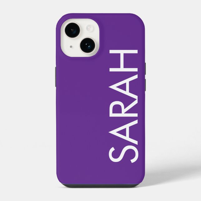 Coque iPhone Simple Élégant Moderne Classique Nom Violet Foncé  (Verso)