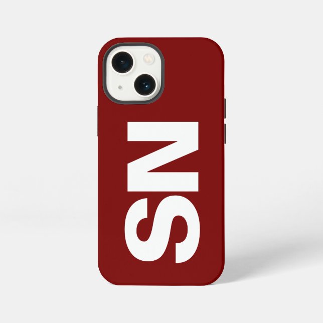 Coque iPhone Simple Élégant Moderne Nom Minimal Rouge Cerise (Verso)