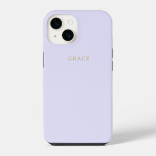 Coque Pour iPhone 14 Simple Élégant Monogramme Minimaliste Lilas Or