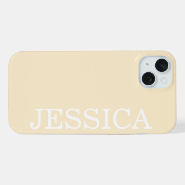 COQUE iPhone SIMPLE ÉLÉGANT NOM PERSONNALISÉ CRÈME MODERNE (Verso Horizontal)