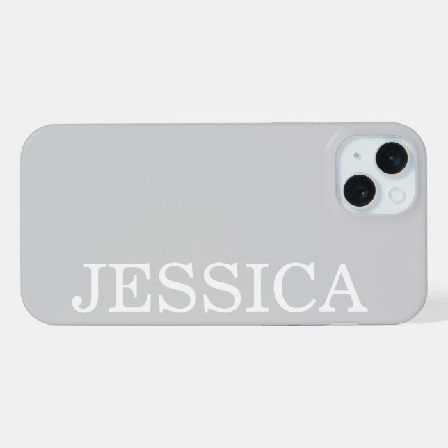 COQUE iPhone SIMPLE ÉLÉGANT NOM PERSONNALISÉ MODERNE GRIS CLAIR (Verso Horizontal)