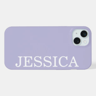 COQUE iPhone 15 PLUS SIMPLE ÉLÉGANT NOM PERSONNALISÉ MODERNE LILA CLAIR