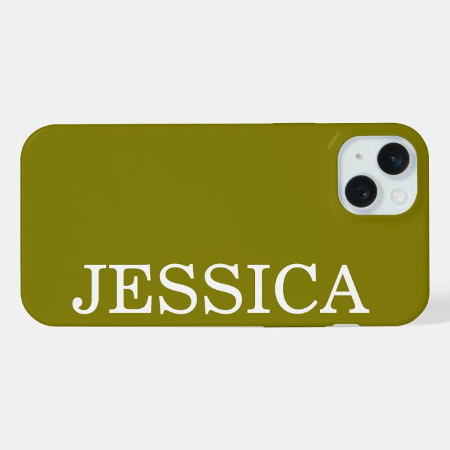 COQUE iPhone SIMPLE ÉLÉGANT NOM PERSONNALISÉ OLIVE MODERNE (Verso Horizontal)