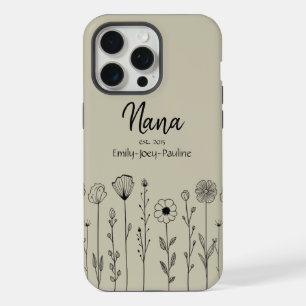 Coque iPhone 15 Pro Max Simple Floral Nana Titre personnalisé