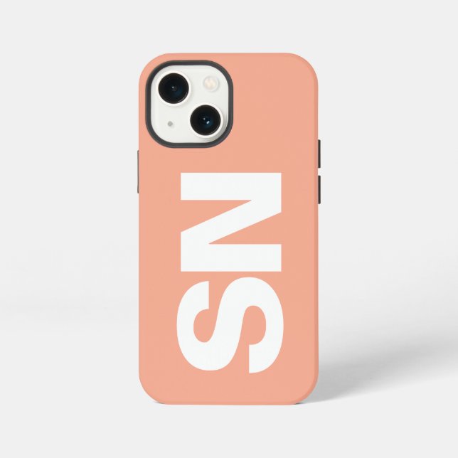 Coque iPhone Simple Moderne Élégant Nom Minimal Couleur Pêche  (Verso)