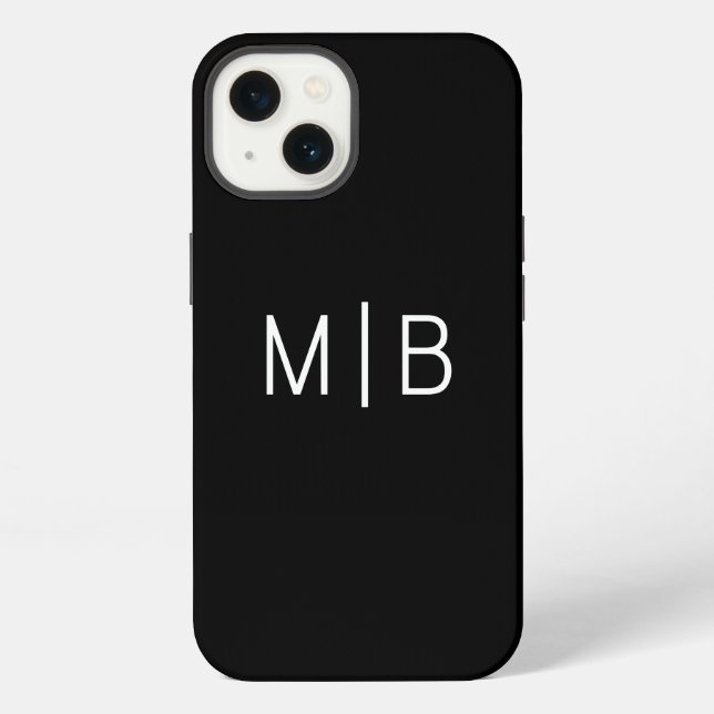 Coque iPhone Simple Moderne Monogramme Initiales Personnalisé (Verso)