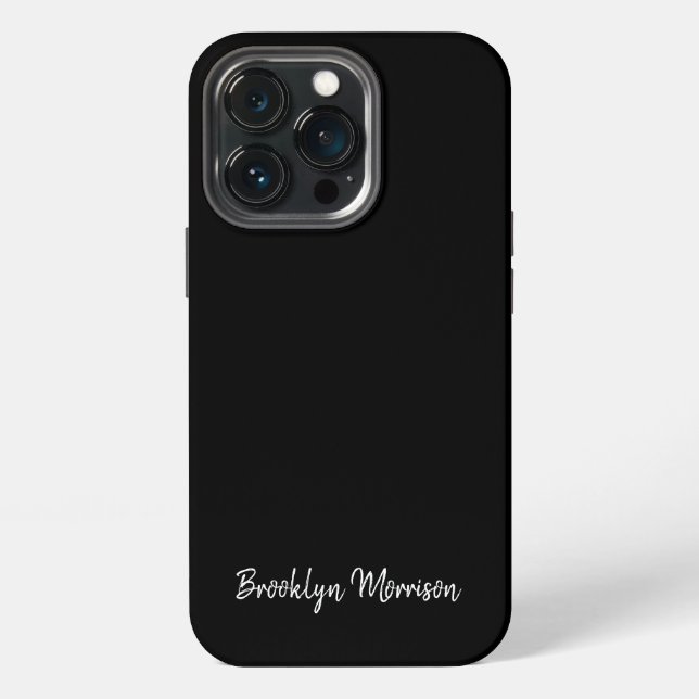 Coque iPhone Simple moderne noir blanc nom de script personnali (Dos)