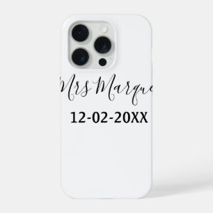 Coque iPhone 15 Pro simple monogramme minimal Mme M. nom date année Th