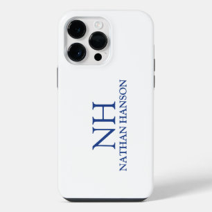 Coque Pour Pour iPhone 14 Pro Max Simple Monogramme Moderne Bleu