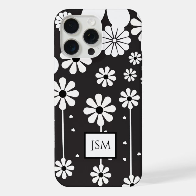 Coque iPhone Simple retro Boho noir et blanc (Verso)
