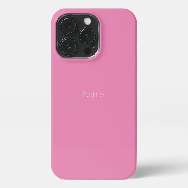 Coque iPhone Simple rose personnalisé Nom texte monogramme soli (Verso)