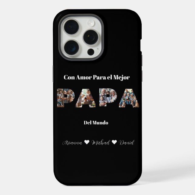 Coque iPhone Simple script photo meilleur papa jamais espagnol (Verso)