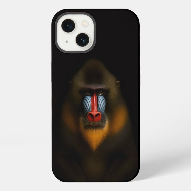 Coque iPhone Singe Mandrill noir 4 Luxe iPhone 13 (Verso)