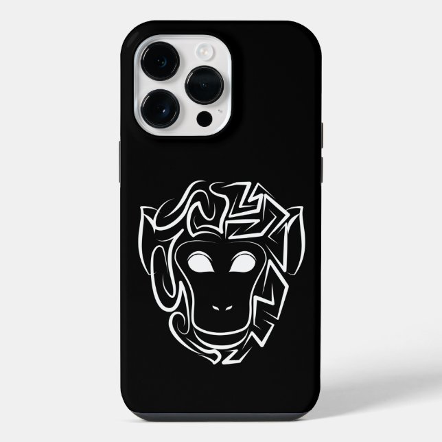 Coque iPhone Singe tribal noir et blanc (Verso)
