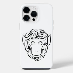Coque Pour Pour iPhone 14 Pro Max Singe tribal noir et blanc