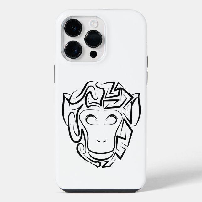Coque iPhone Singe tribal noir et blanc (Verso)