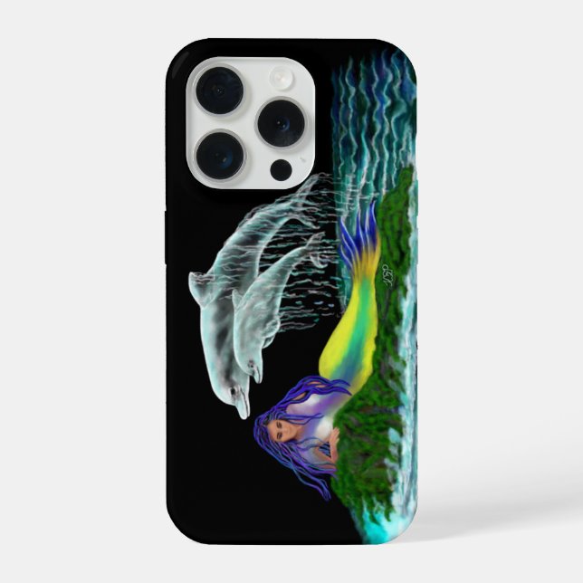 Coque iPhone Sirène avec dauphins (Verso)